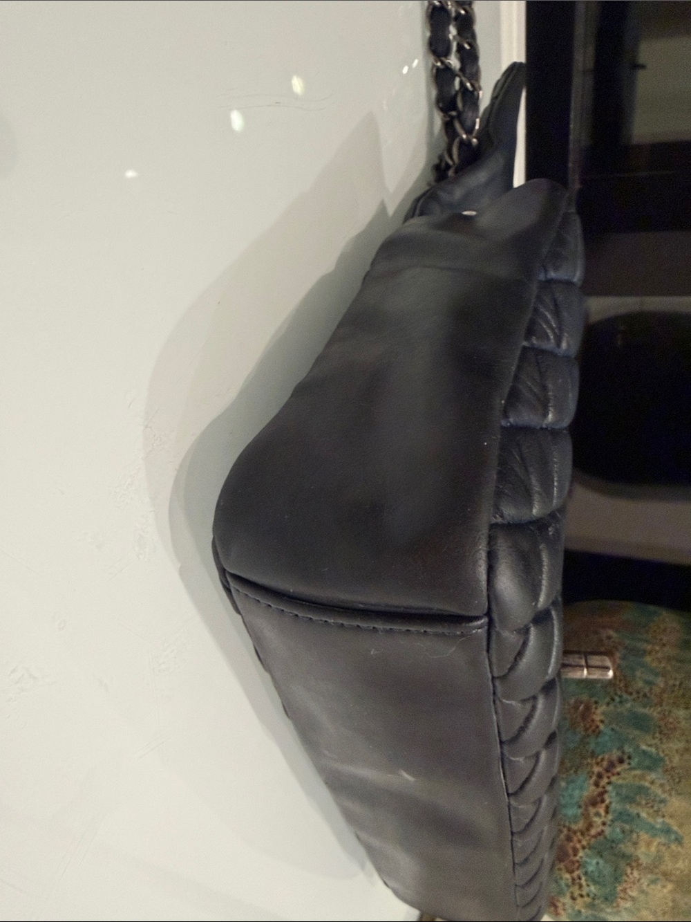 CHANEL Maxi Navy Quilted Single  Flap Shoulder Bag *Rare* Bubble Bag - Picture 8 of 10